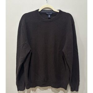 Grant Thomas Sweater Mens Large Brown 2 Ply Cashmere Crew Neck Knit Pullover